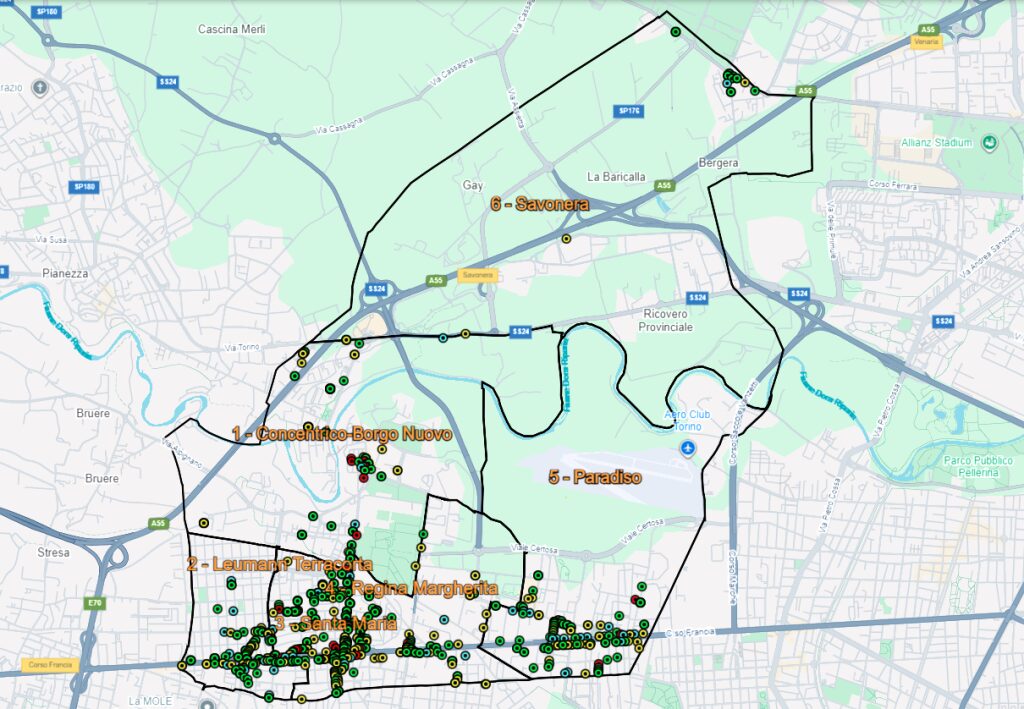 Mappa delle attività di vicinato di Collegno